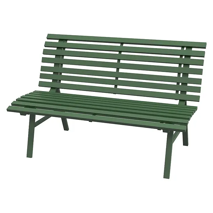 Furnicato Gartenbank Aluminium Grün - B x T x H: 67 x 123 x 79 cm, Aluminium, Grün - Grüne, lattenrostförmige Bank für den Außenbereich, wie Park oder Garten.