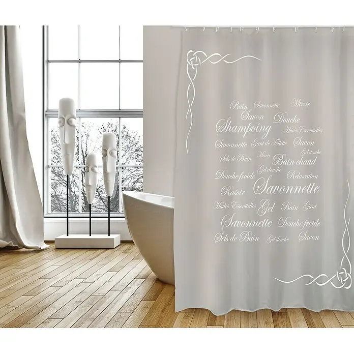 Venus Cortina de baño Grasse - An x Al: 180 x 200 cm, Plástico, Taupe - Elegante cortina de ducha con estampado francés, perfecta para un baño con estilo.