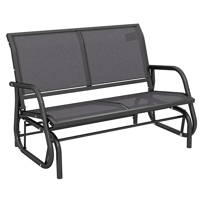 Furnicato Gartenbank Texteline - B x T x H: 70 x 120 x 85 cm, Metall, Texteline-Gewebe, Grau - Dunkelgraue Zweisitzer-Gartenschaukelbank aus Metall mit Netzgewebe-Sitz und -Rückenlehne.