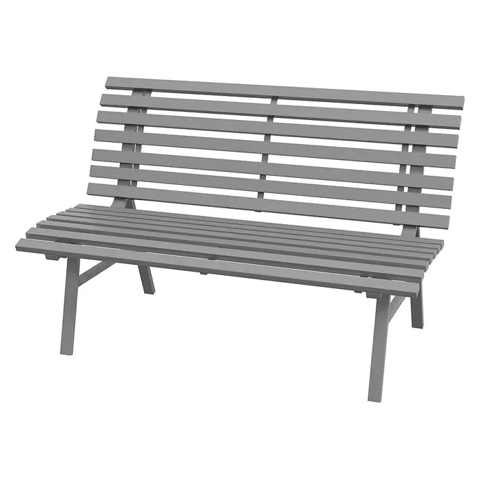 Furnicato Gartenbank - B x T x H: 67 x 67 x 79 cm, Aluminium, Grau - Graue Lattenbank in einfachem Design, für den Außenbereich geeignet.