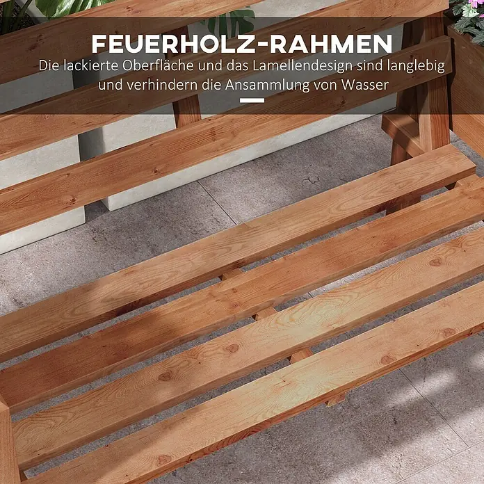 Outsunny Gartenbank - Tannenholz, Braun - Lackierter Holzrahmen mit Lamellendesign, langlebig und wasserableitend.