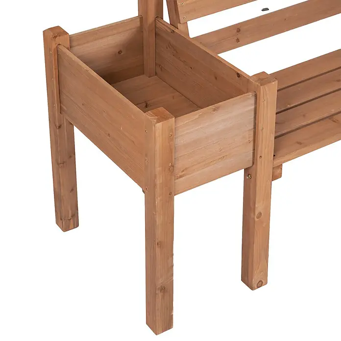 Outsunny Gartenbank - Tannenholz, Braun - Holzgartenbank mit integriertem Pflanzkasten, aus hellem Naturholz gefertigt.
