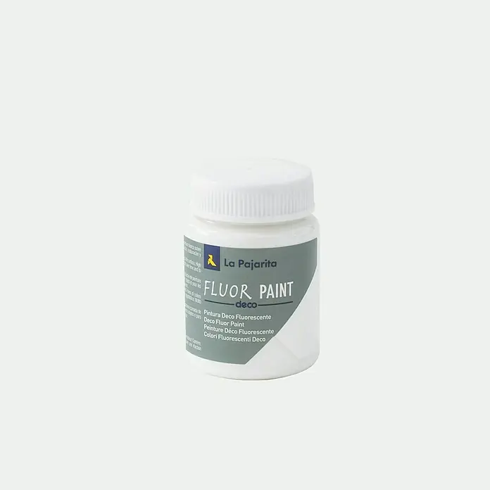 La Pajarita Pintura Fluor Paint - White, 75 ml - Un tarro de pintura Fluor Deco de La Pajarita.
