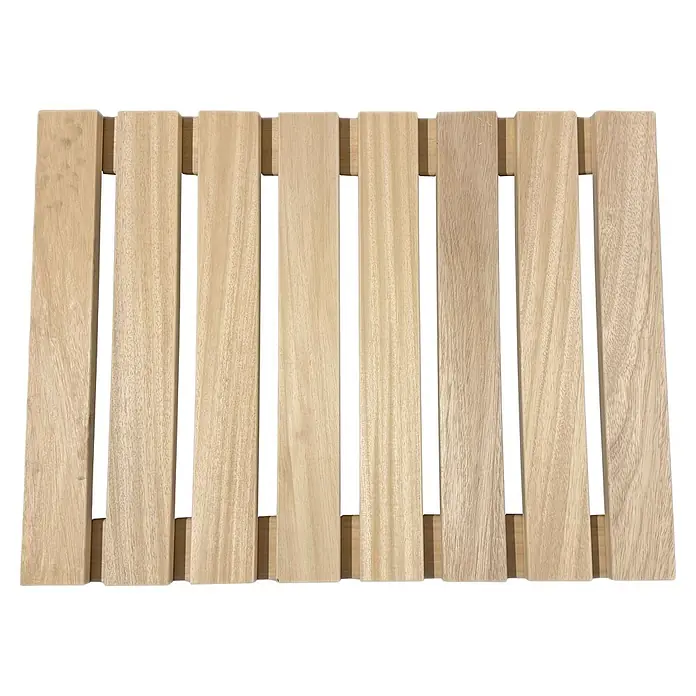 Eilo Bodenrost - 76 x 91 cm, Holz - Helles Holzlamellenpaneel, vertikal angeordnet.