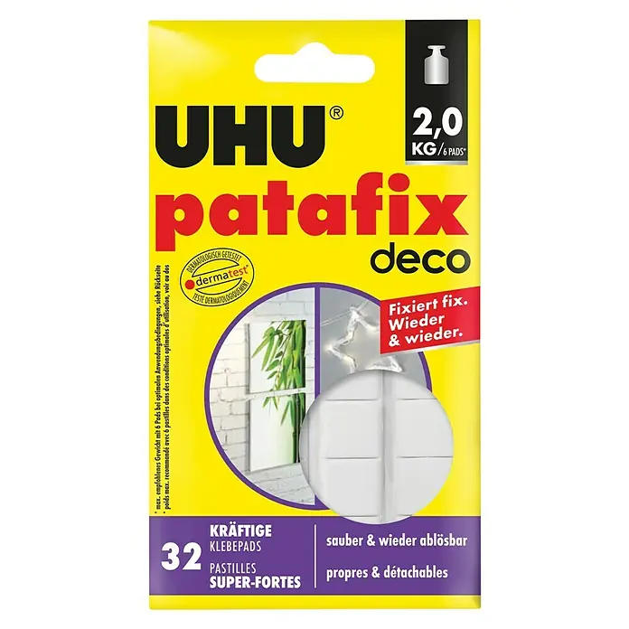 UHU Klebepads Patafix homedeco - 32 Stk. - UHU Patafix Deco Klebepads: 32 wiederablösbare, starke Klebepads zur einfachen und sauberen Befestigung von Deko-Objekten.