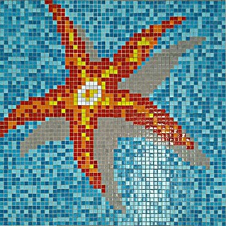 Mosaikfliese Seestar GM K39P (116,4 x 116,4 cm, Blau/Rot/Orange/Weiß, Glänzend)