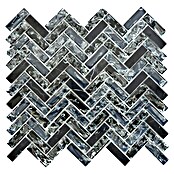Mosaikfliese Fischgrät Crystal Mix XIC HB1528 (26,3 x 29,3 cm, Schwarz, Glänzend)