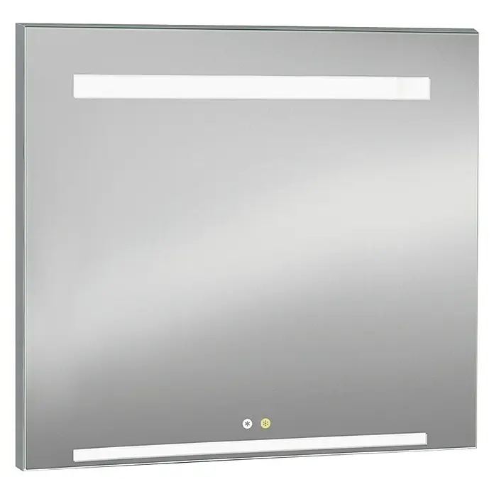 Camargue Espejo con luz Claire - An x Al: 100 x 80 cm - Espejo iluminado con iluminación LED en la parte superior e inferior, ideal para baños. Diseño contemporáneo con interruptores táctiles.