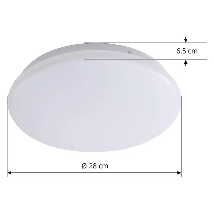 Lindby Deckenleuchte Emeryn - weiß / opal - Weiße runde LED-Deckenleuchte, 28 cm Durchmesser und 6,5 cm Höhe.
