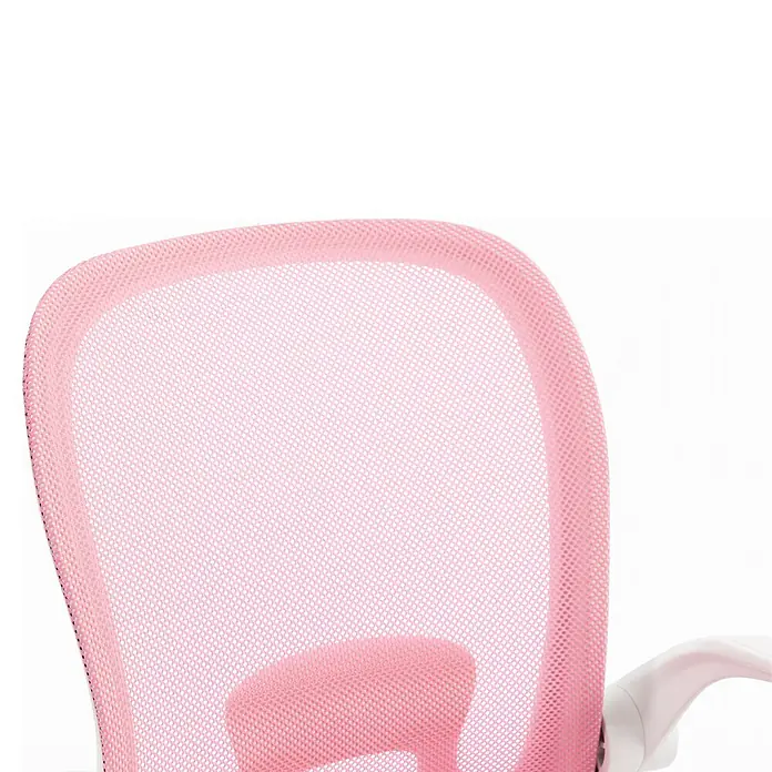Silla de oficina Vega - Rosa/Blanco, Reposabrazos - Respaldo de malla rosa de una silla.