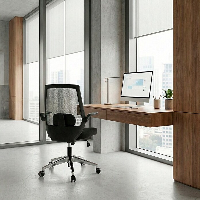 Silla de oficina Olivia (Negro, Reposabrazos) | BAUHAUS