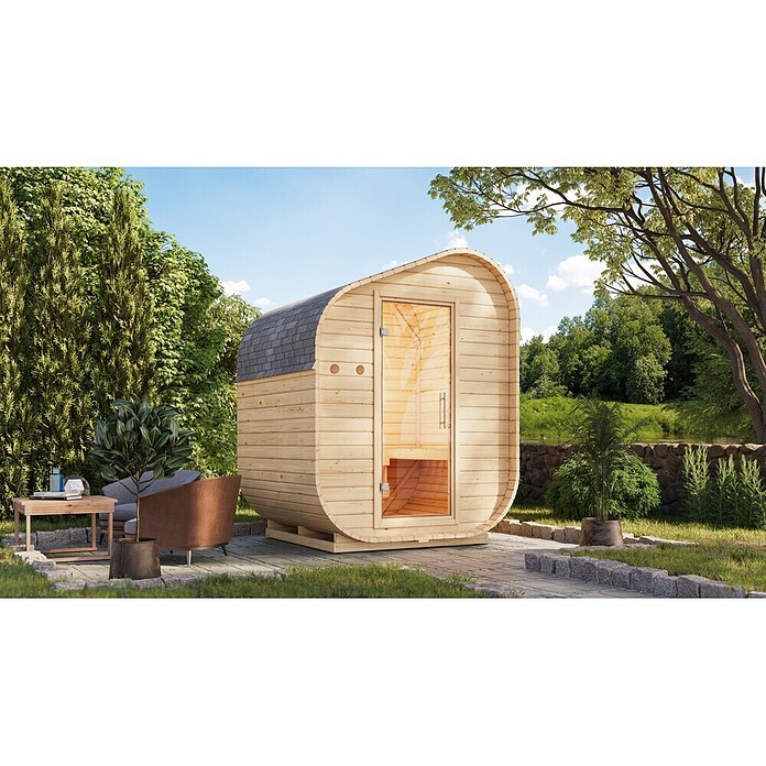 Karibu Saunahaus Miramar (L x B x H: 429 x 219,5 x 244 cm, Natur, Ohne Ofen) | BAUHAUS