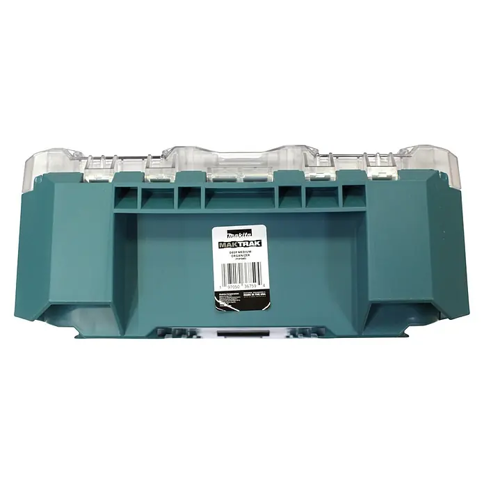 Makita Organizer Maktrak M - L x B x H: 56,2 x 38,7 x 16,2 cm, Anzahl Fächer: 11 Stk. - Makita MakTrak tiefer mittlerer Organizer in Petrol mit transparentem Deckel.