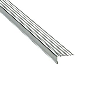 Perfil para escalera autoadhesivo (1 m x 35 mm x 13 mm, Acero inoxidable)