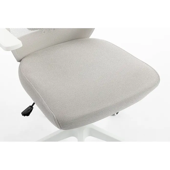 Silla de oficina Olivia - Gris/Blanco, Reposabrazos - Asiento de silla de oficina de malla gris con reposabrazos y palanca de ajuste.