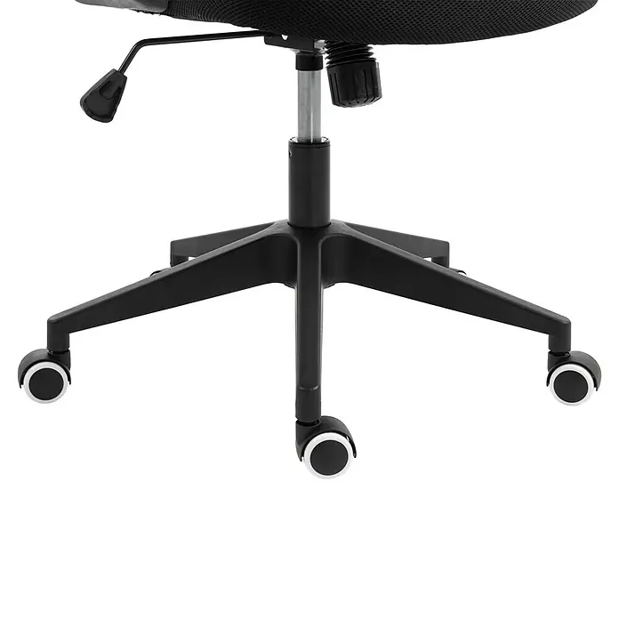 Silla de oficina Vega - Negro, Reposabrazos - Base de silla de oficina negra con ruedas, palanca de ajuste de altura y perilla de tensión.