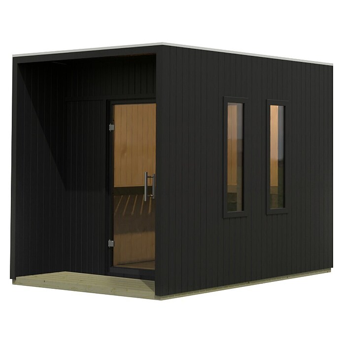 Karibu Saunahaus Laguna (L x B x H: 287,5 x 219,5 x 244 cm, Schwarz, Ohne Ofen) | BAUHAUS