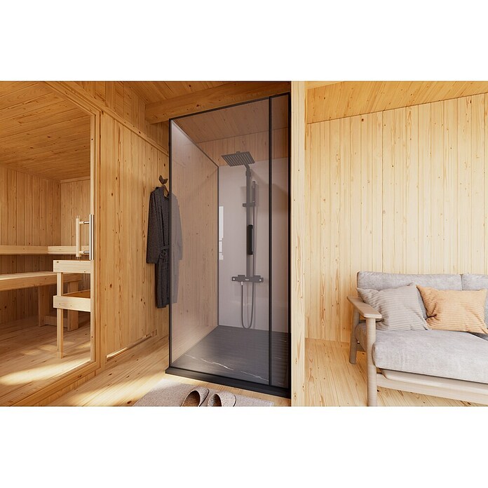 Karibu Saunahaus Monterey (L x B x H: 216,3 x 573,5 x 244,1 cm, Schwarz) | BAUHAUS