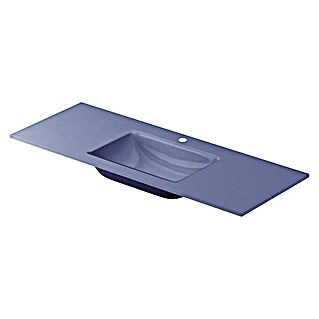 Lavabo Cristal (121 x 46 cm, Orificios para grifo: Medio, Sin desbordamiento, Azul oscuro)