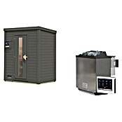 Karibu Saunahaus Hytti (9 KW Bio-Ofen mit externer Steuerung, Anthrazit, L x B x H: 113 x 196 x 228 cm) | BAUHAUS