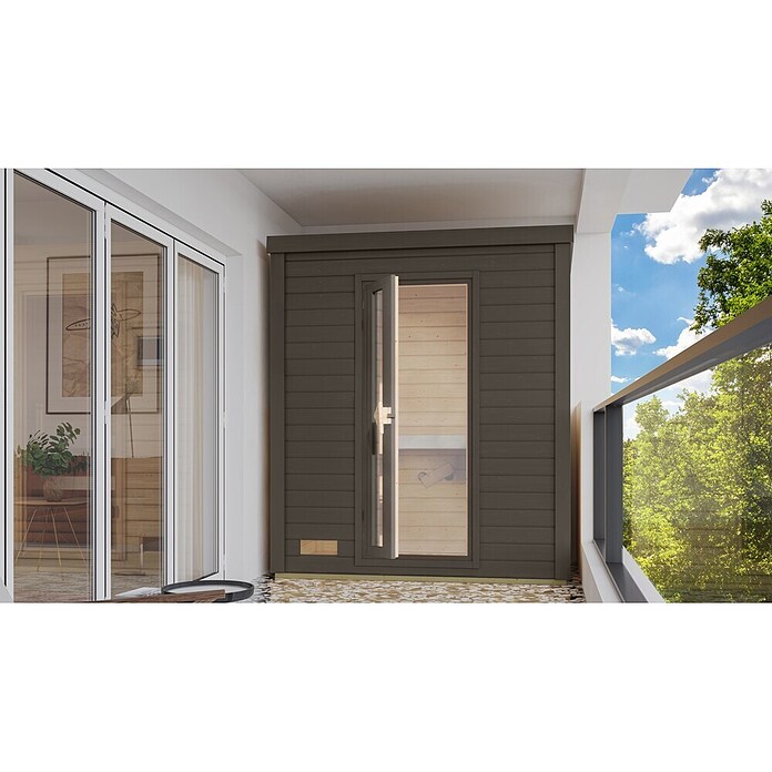 Karibu Saunahaus Monterey (L x B x H: 216,3 x 573,5 x 244,1 cm, Schwarz) | BAUHAUS