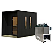Karibu Saunahaus Laguna (L x B x H: 287,5 x 219,5 x 244 cm, Schwarz, 9 KW Ofen mit externer Steuerung) | BAUHAUS