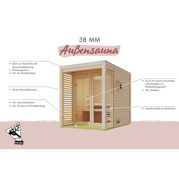Karibu Saunahaus Heimdall (9 KW Ofen mit interner Steuerung, Natur, L x B x H: 276 x 276 x 231,5 cm) | BAUHAUS