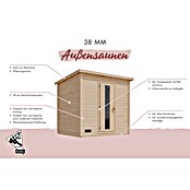 Karibu Saunahaus Monterey (L x B x H: 216,3 x 573,5 x 244,1 cm, Natur, 9 KW Bio Ofen mit externer Steuerung) | BAUHAUS