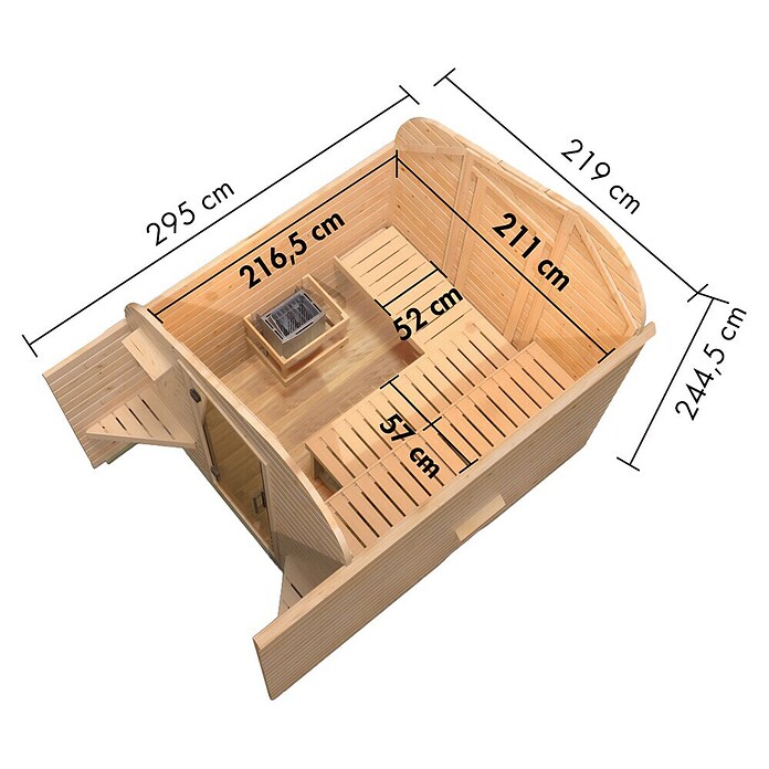 Karibu Saunahaus Quadro 1 Plus (9 KW Bio-Ofen mit externer Steuerung, Natur, L x B x H: 175 x 242,5 x 205 cm) | BAUHAUS