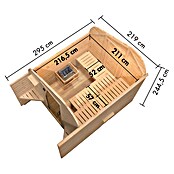Karibu Saunahaus Quadro 1 Plus (9 KW Bio-Ofen mit externer Steuerung, Natur, L x B x H: 175 x 242,5 x 205 cm) | BAUHAUS