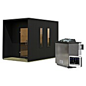 Karibu Saunahaus Laguna (L x B x H: 287,5 x 219,5 x 244 cm, Schwarz, 9 KW Bio Ofen mit externer Steuerung) | BAUHAUS