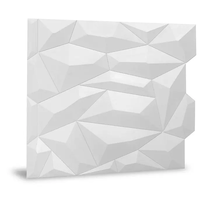 Profhome Wandpaneel 3D 705475 Glacier Matte White Dekorpaneel abstraktes Muster weiß 2 m2 - 610 x 600 mm - Weißes 3D-Geometrie-Wandpaneel mit unregelmäßigem, facettiertem Design für moderne Wandgestaltung.