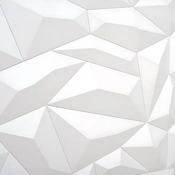 Profhome Wandpaneel 3D 705475 Glacier Matte White Dekorpaneel abstraktes Muster weiß 2 m2 - 610 x 600 mm - Weiße, geometrische 3D-Wandpaneele mit facettiertem, modernem Design, die einer Oberfläche Textur verleihen.
