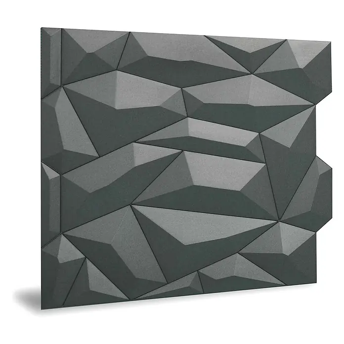 Profhome Wandpaneel 3D 705390 Glacier Smoked Gray Dekorpaneel abstraktes Muster grau 2 m2 - 610 x 600 mm - Dunkelgraues, geometrisches 3D Filz-Akustikpanel zur Schallabsorption.