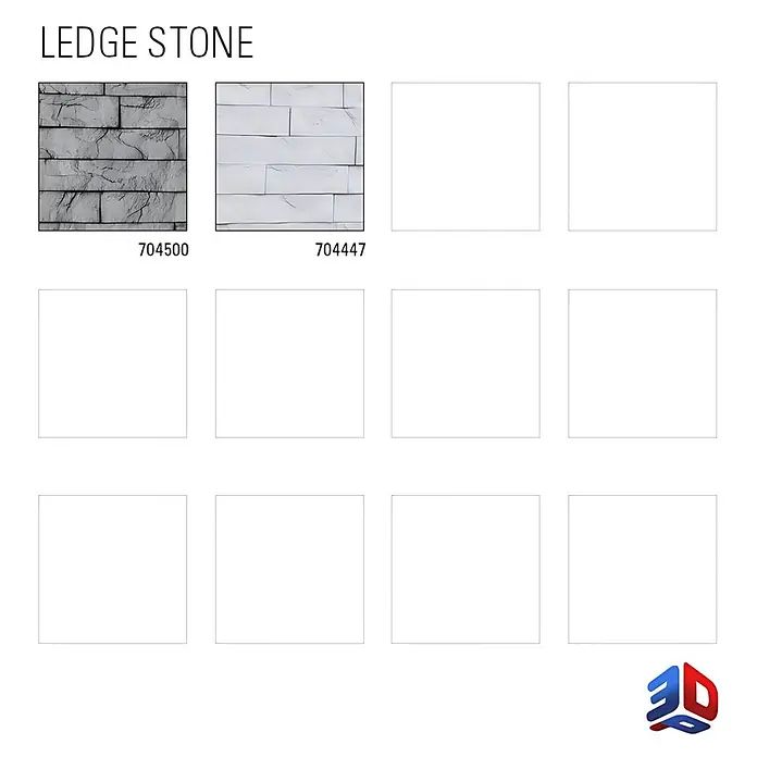 Profhome Wandpaneel 3D 704500 Ledge Stone Portland Cement Dekorpaneel Stein Optik grau 2 m2 - 610 x 600 mm - Zwei strukturierte Ledge-Stone-Muster: dunkelgrau (704500) und hellgrau (704447).