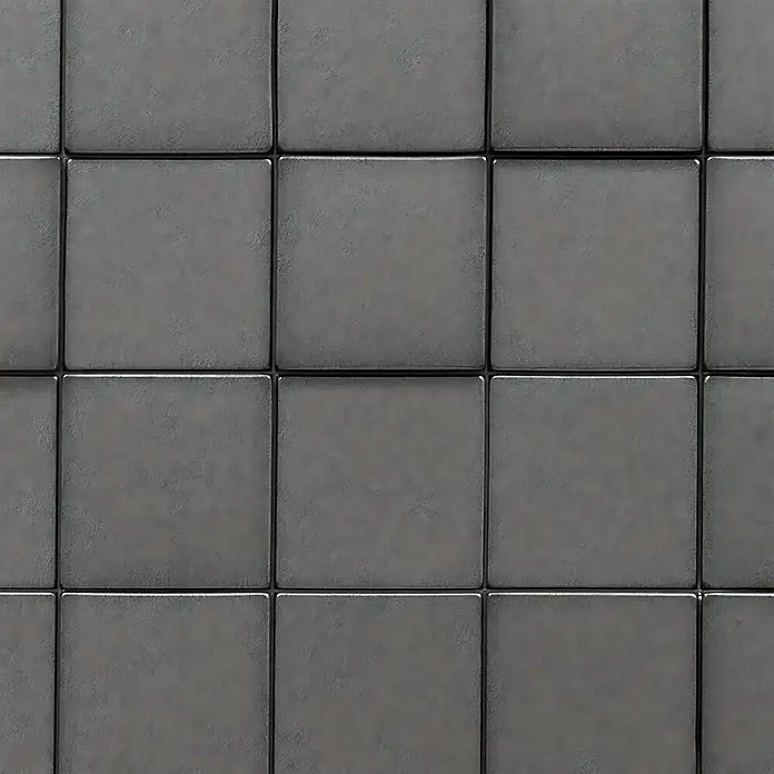Profhome Wandpaneel 3D 705258 Harmony Cubes Smoked Gray Dekorpaneel glänzend grau 2,2 m2 - 610 x 600 mm - Nahtloses Muster aus dunkelgrauen quadratischen Fliesen mit abgerundeten Kanten.