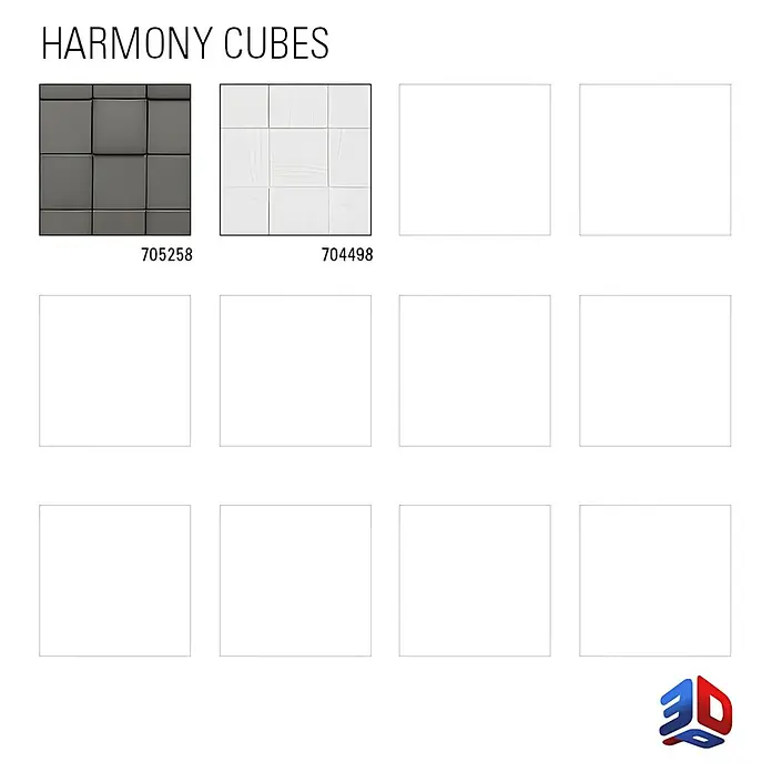 Profhome Wandpaneel 3D 705258 Harmony Cubes Smoked Gray Dekorpaneel glänzend grau 2,2 m2 - 610 x 600 mm - Texturierte Harmony Cubes in Dunkelgrau und Weiß.