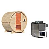 Karibu Fasssauna (9 KW Bio-Ofen mit externer Steuerung, Natur, L x B x H: 175 x 225 x 229 cm) | BAUHAUS