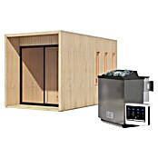 Karibu Saunahaus Quadro 1 Plus (9 KW Ofen mit externer Steuerung, Natur, L x B x H: 175 x 242,5 x 205 cm) | BAUHAUS