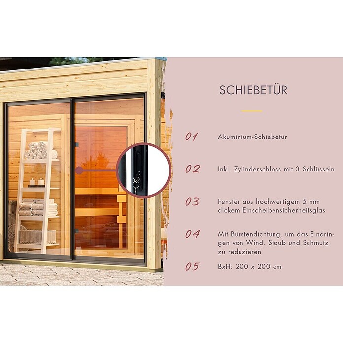 Karibu Saunahaus Monterey (L x B x H: 216,3 x 573,5 x 244,1 cm, Schwarz) | BAUHAUS