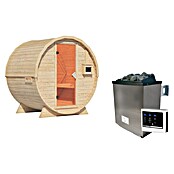 Karibu Fasssauna (9 KW Ofen mit externer Steuerung, Natur, L x B x H: 175 x 225 x 229 cm) | BAUHAUS