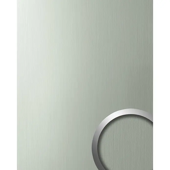 Wallface Wandpaneel 10199 DECO HGS Wandpaneel Metall-Optik Design edelstahl grau 2,60 qm - 2.600 x 1.000 mm - Teilweiser silberner Metallring.