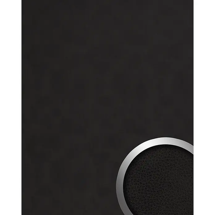Wallface Wandpaneel 19302 CHARCOAL DARK Wandpaneel in Leder Optik matt anthrazit 2,6 m2 - schwarz-braun, 2.600 x 1.000 mm - Silbergerahmter, dunkel texturierter Filter oder Lautsprechergitter.
