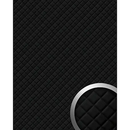 Wallface  Wandpaneel 31755 ROMBO Wandpaneel Leder Design Karo Wandplatte schwarz 2,60 qm