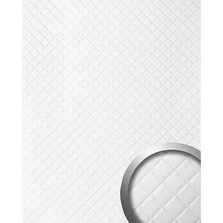 Wallface  Wandpaneel 31753 ROMBO Wandpaneel Leder Design Karo Wandplatte weiß matt 2,60 qm