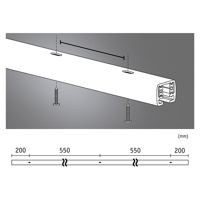 Paulmann URail Carril Urail (150 cm, Metal, Negro) | BAUHAUS