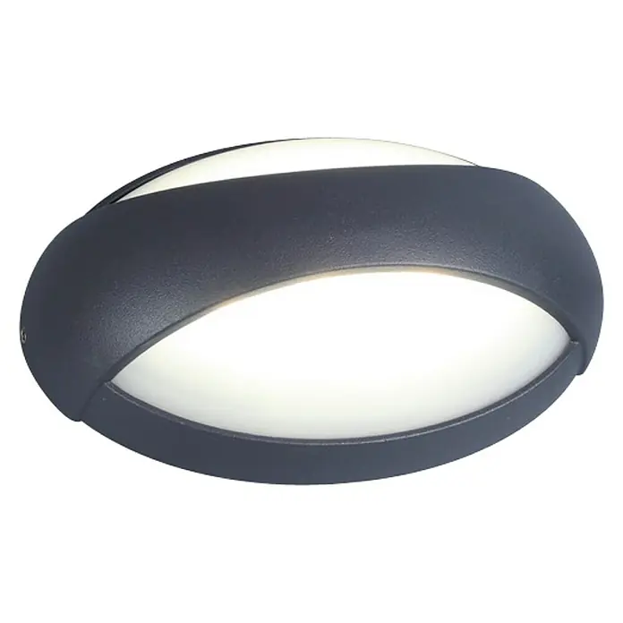 Lutec Aplique exterior LED Eyes - 8,5 W, 7,3 x 18,4 x 11,5 cm, Antracita/Blanco, IP54 - Lámpara de pared LED ovalada y moderna que emite un brillo cálido y acogedor, presentando una solución de iluminación elegante.