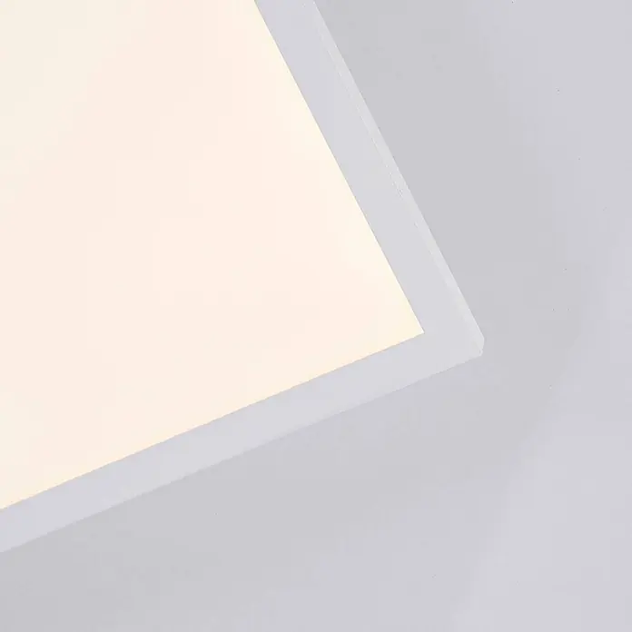 Arcchio LED-Panel Arya - L x B x H: 119,5 x 59,5 x 4,5 cm, weiß / opal, weiß / opal - Weiß gerahmtes rechteckiges LED-Deckenpanel, warmweißes Licht ausstrahlend.