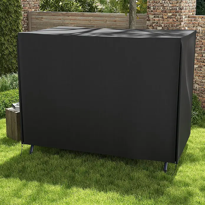 Outsunny Hollywoodschaukel-Schutzhülle - Oxfordstoff (100 % Polyester), Schwarz - Rechteckige schwarze Outdoor-Schutzhülle aus strapazierfähigem Stoff.