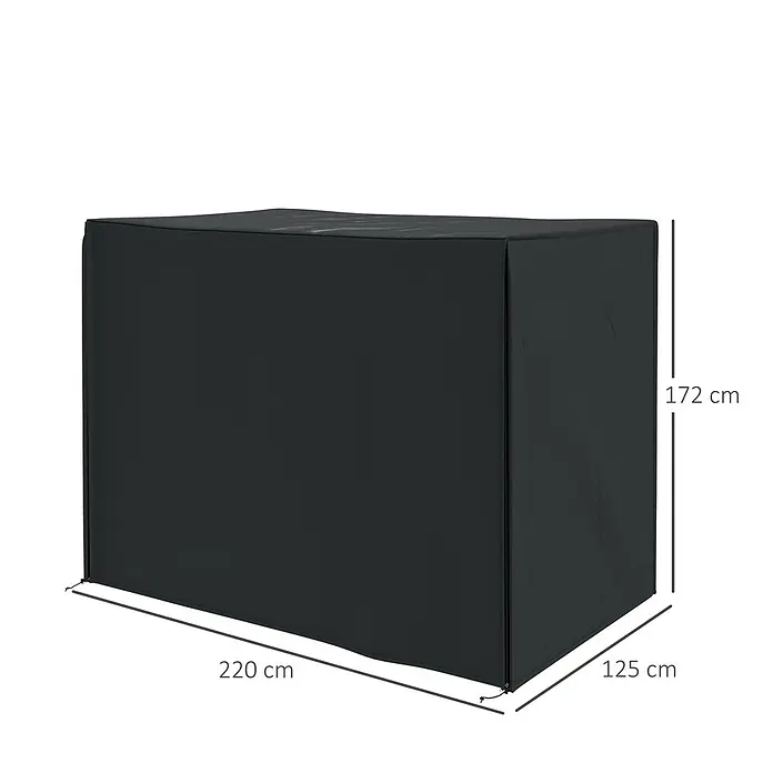 Outsunny Hollywoodschaukel-Schutzhülle - L x B x H: 220 x 125 x 172 cm, 420D Oxford-Polyester, Schwarz - Dunkelgraue rechteckige Schutzhülle für Gartenmöbel.